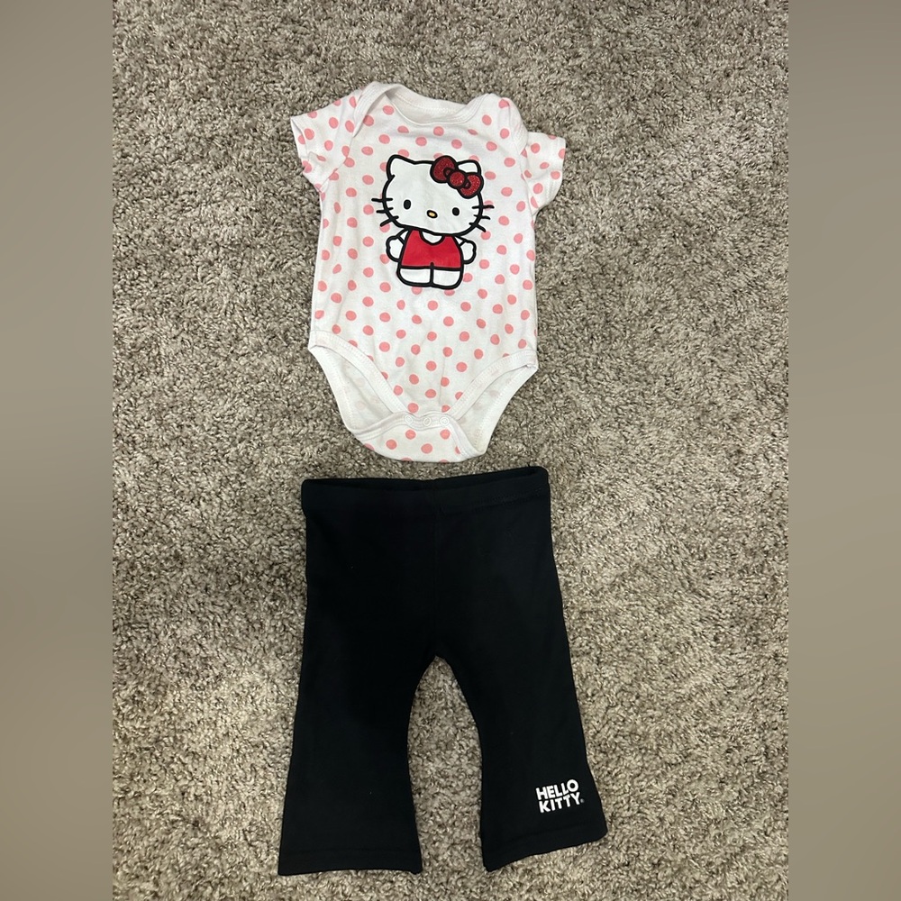 Hello Kitty Polka Dot Onesie and Black Leggings Set